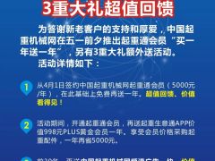 中國起重機(jī)械網(wǎng)慶五一“買一送一”三重大禮鉅惠不容錯(cuò)過！