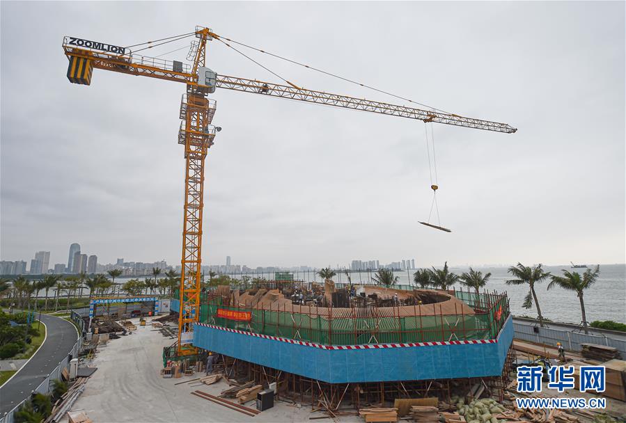 （新華視界）（3）海口灣云洞圖書館施工忙